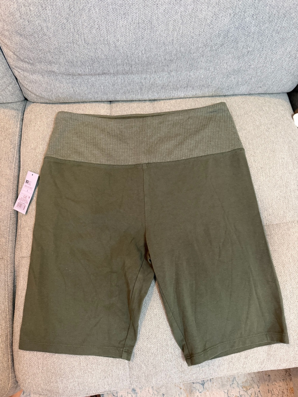 NWT Olive Green High-Waist Ribbed Waistband Leggings